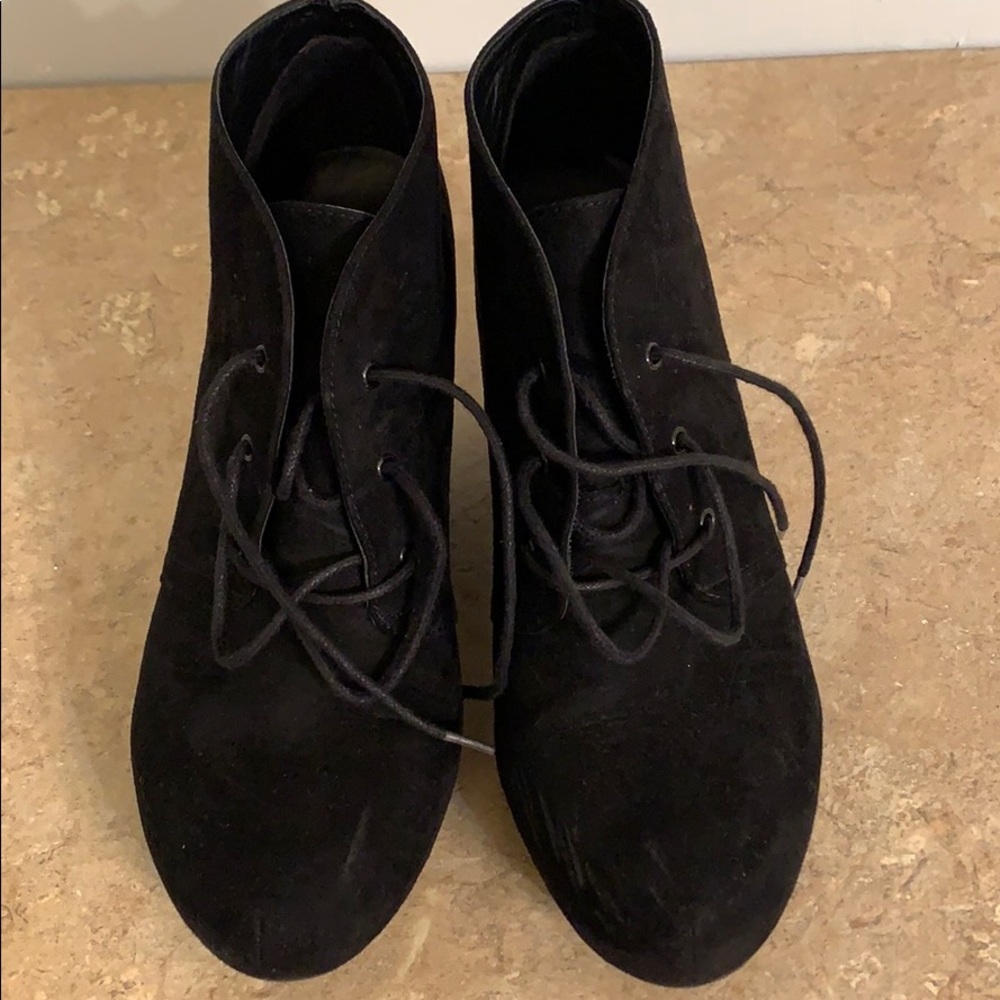 X Appeal black wedge shoes